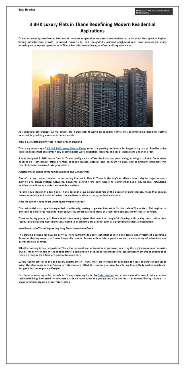 3 BHK Luxury Flats in Thane Redefining Modern Residential Aspirations | PDF Host